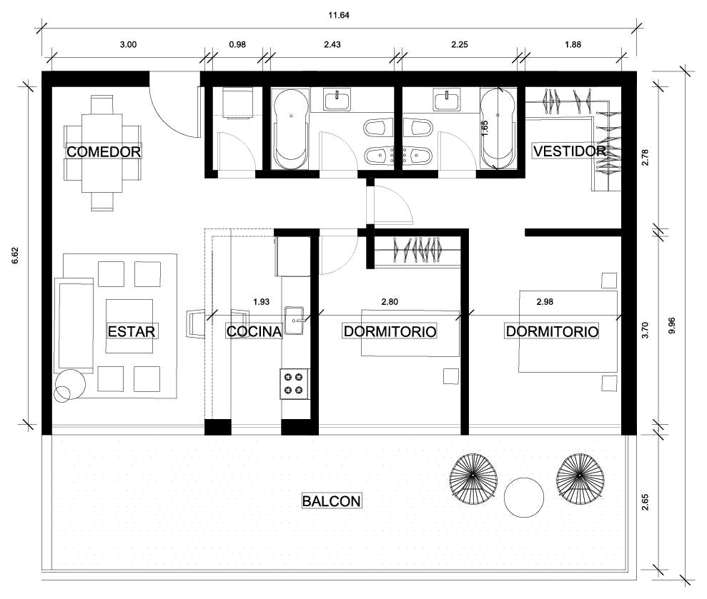 Planta del departamento E
